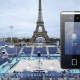 imagem de um leitor de reconhecimento digital em uma arena de vôlei de praia nos jogos olímpicos em Paris
